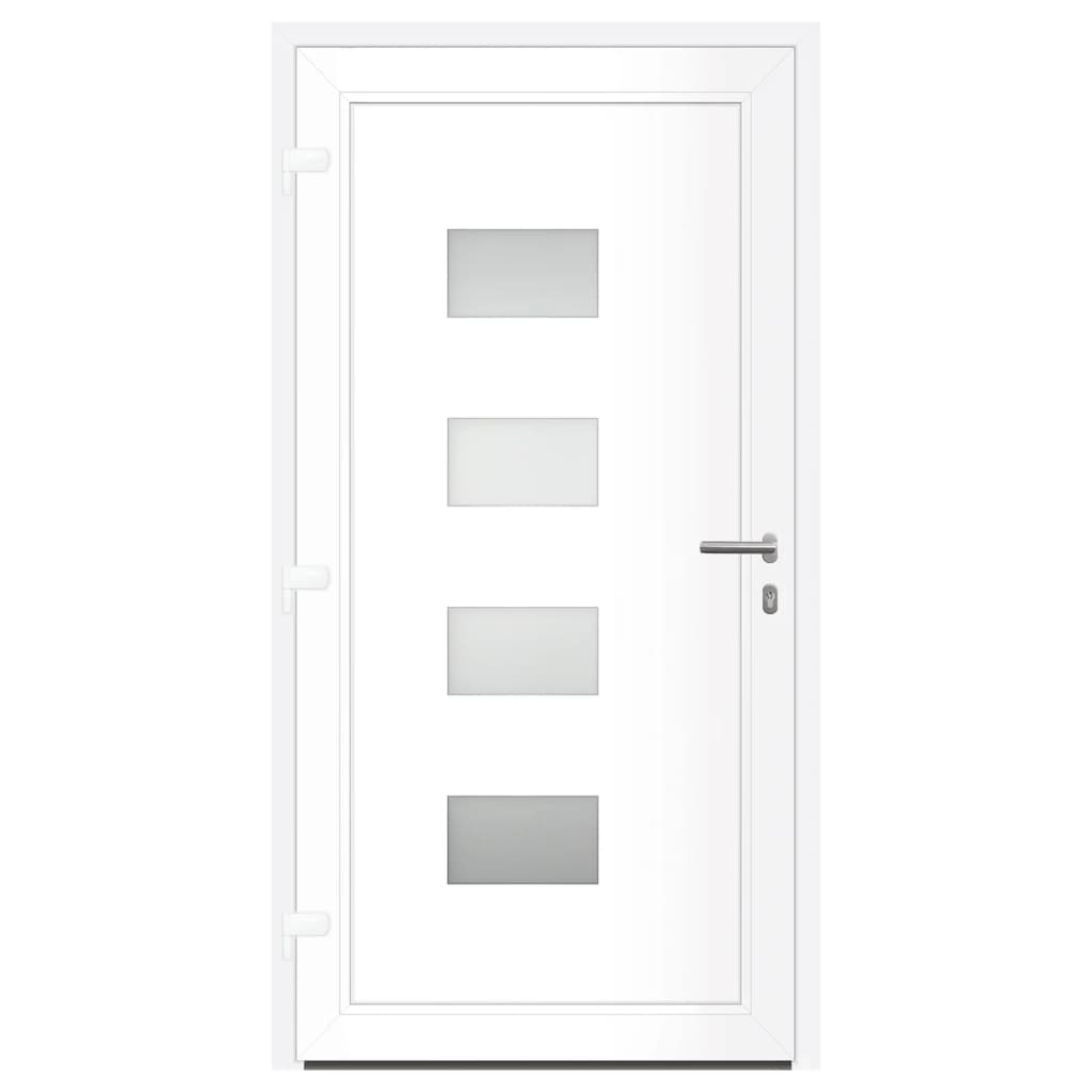 Voordeur 100x200 cm aluminium en PVC wit