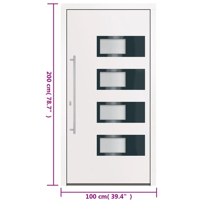Voordeur 100x200 cm aluminium en PVC wit
