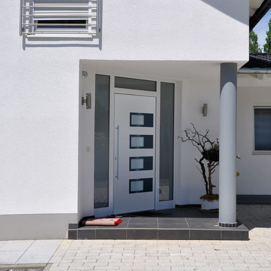 Voordeur 100x200 cm aluminium en PVC wit
