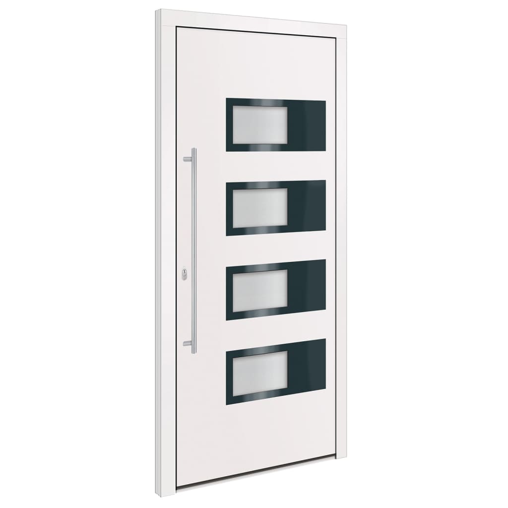 Voordeur 100x210 cm aluminium en PVC wit