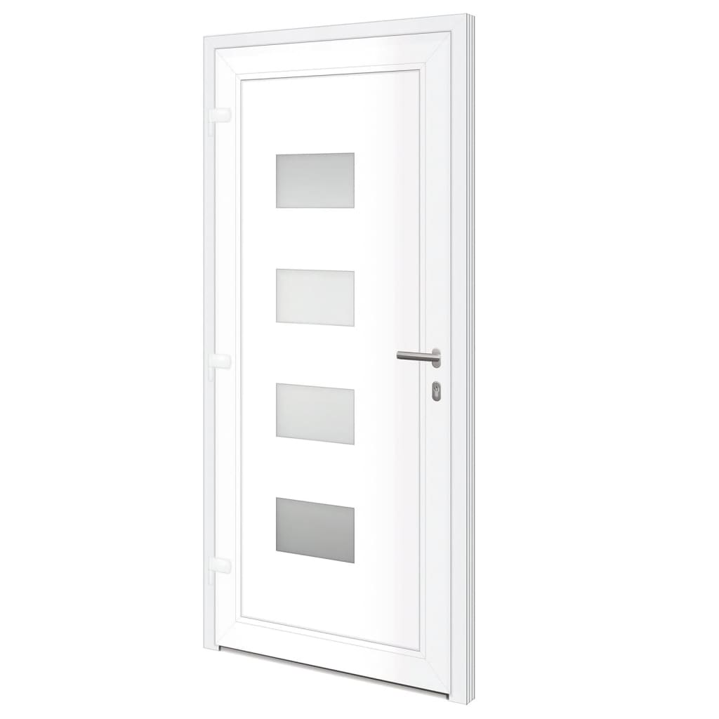 Voordeur 100x210 cm aluminium en PVC wit