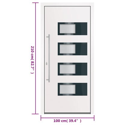 Voordeur 100x210 cm aluminium en PVC wit