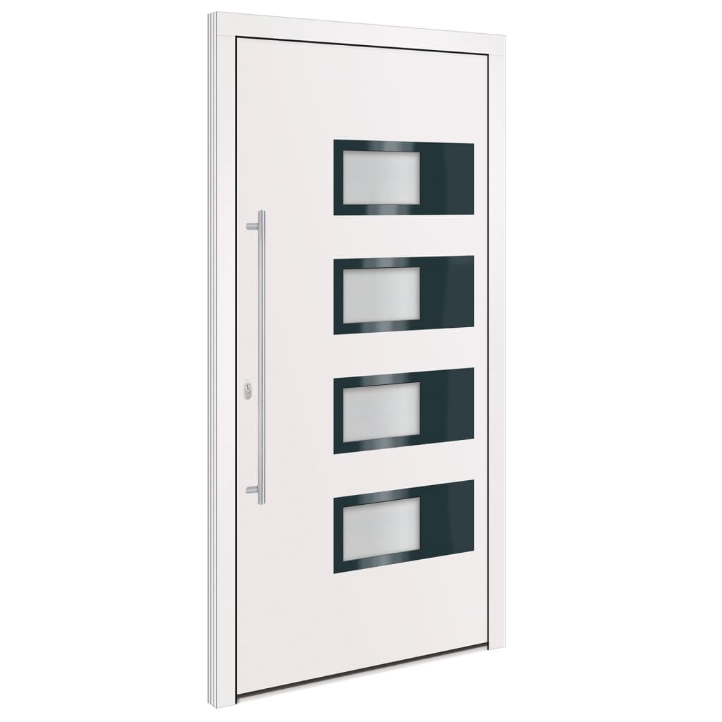 Voordeur 110x210 cm aluminium en PVC wit