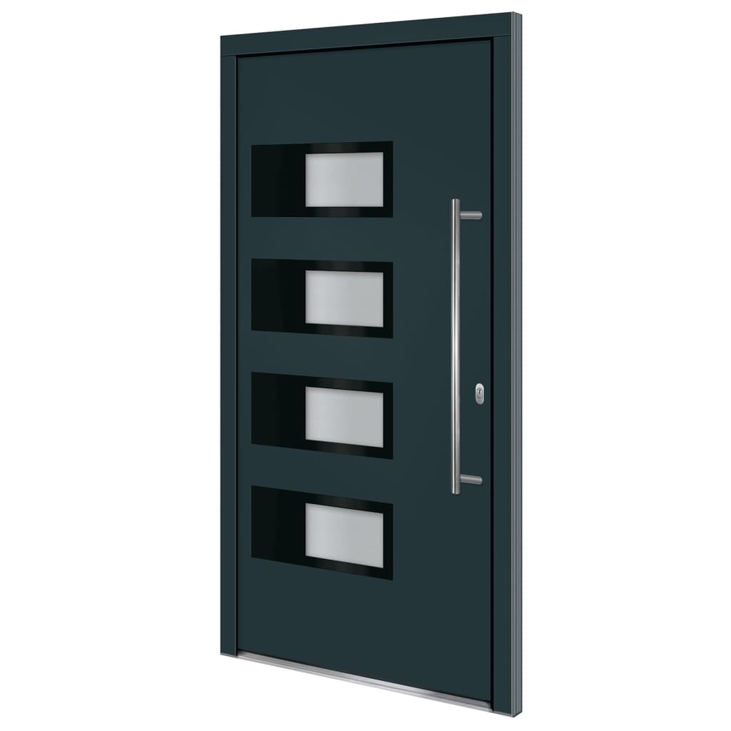 Voordeur 100x200 cm aluminium en PVC antracietkleurig