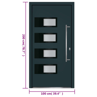 Voordeur 100x200 cm aluminium en PVC antracietkleurig