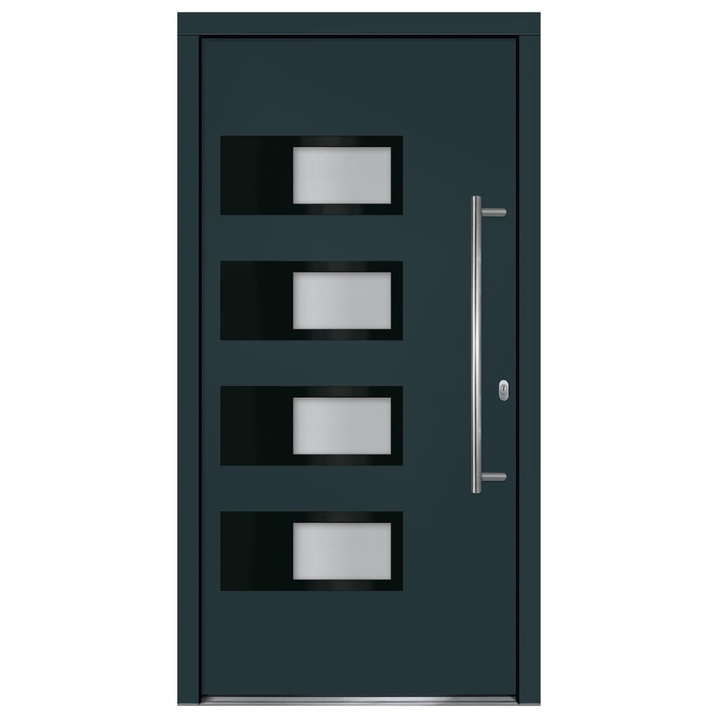 Voordeur 100x200 cm aluminium en PVC antracietkleurig