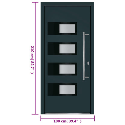 Voordeur 100x210 cm aluminium en PVC antracietkleurig