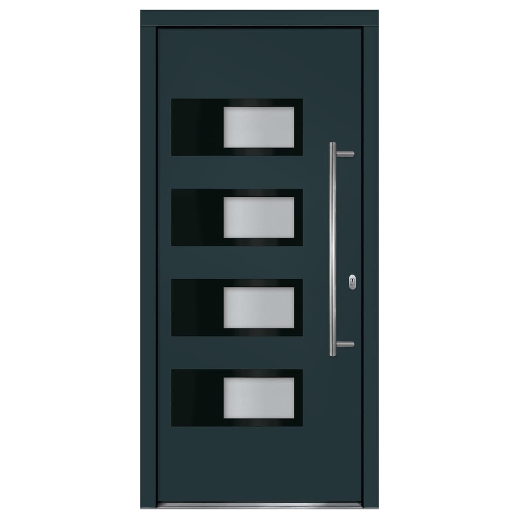 Voordeur 100x210 cm aluminium en PVC antracietkleurig