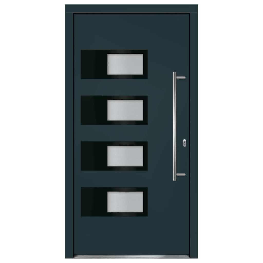 Voordeur 110x210 cm aluminium en PVC antracietkleurig