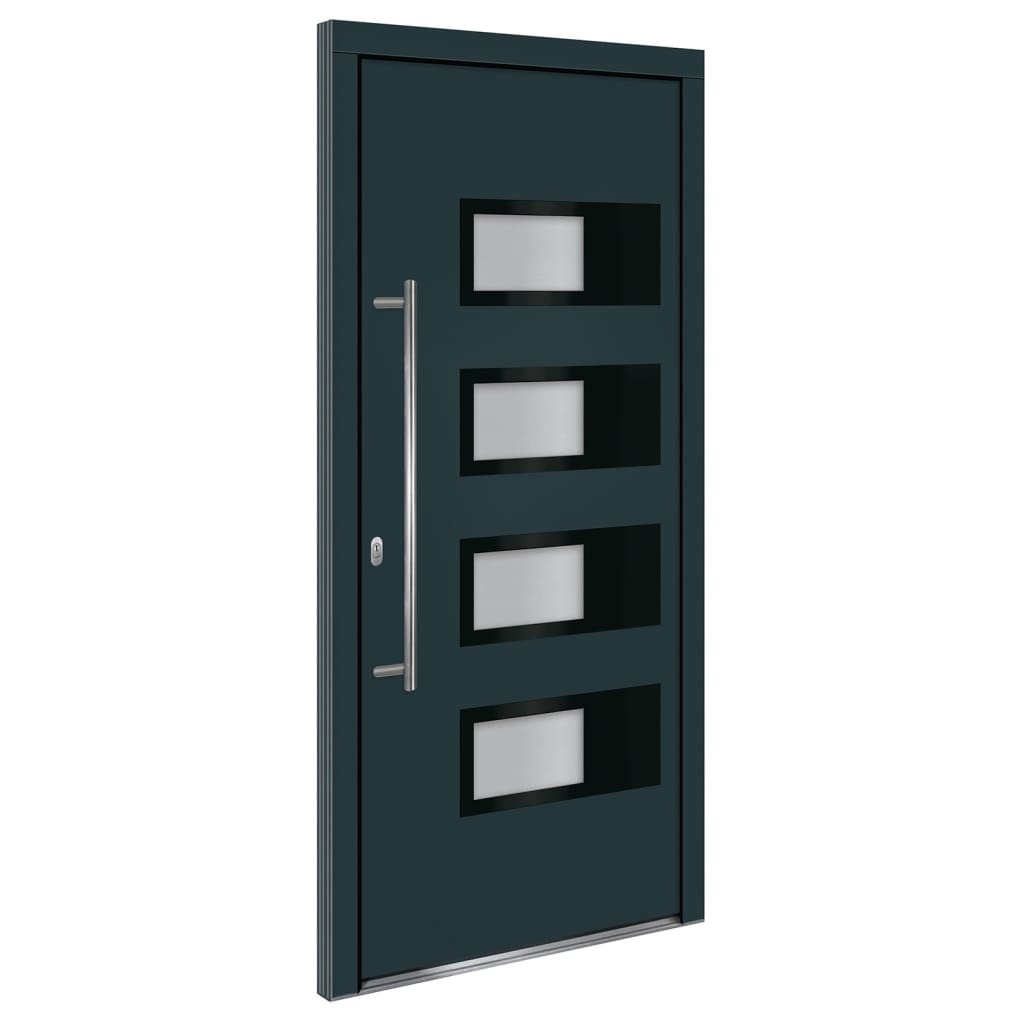 Voordeur 100x210 cm aluminium en PVC antracietkleurig