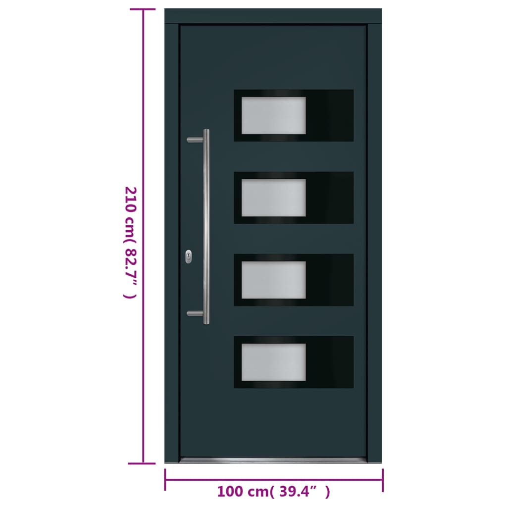 Voordeur 100x210 cm aluminium en PVC antracietkleurig