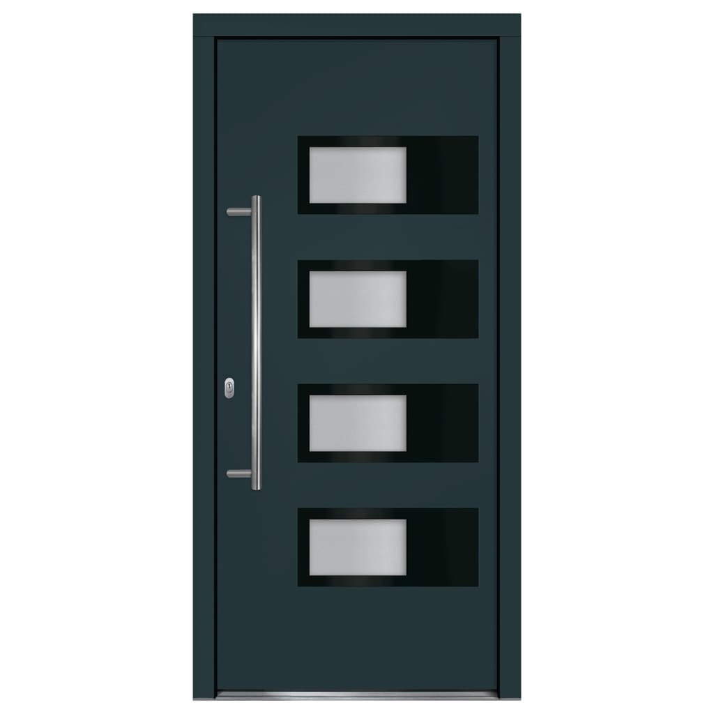 Voordeur 100x210 cm aluminium en PVC antracietkleurig
