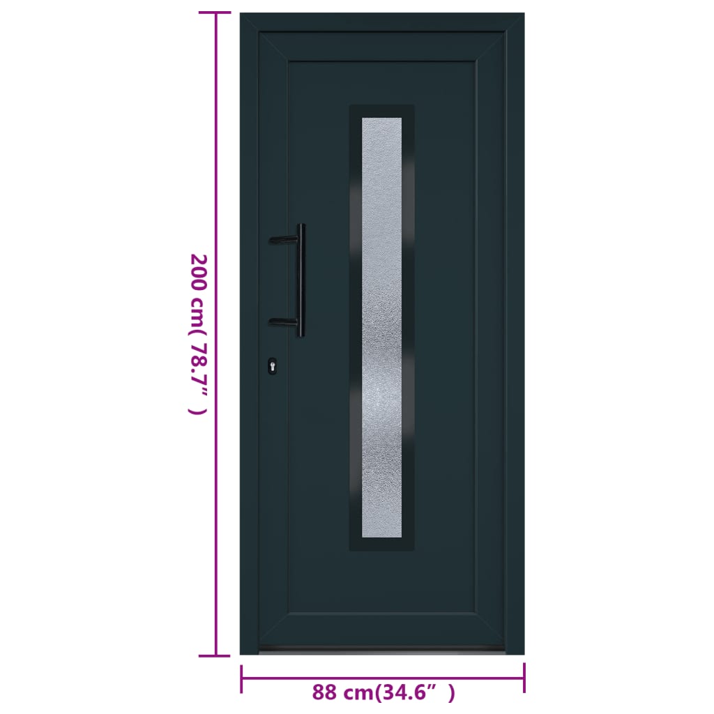 Voordeur 88x200 cm PVC antracietkleurig