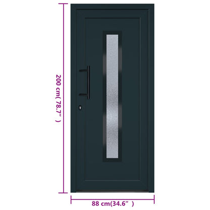 Voordeur 88x200 cm PVC antracietkleurig