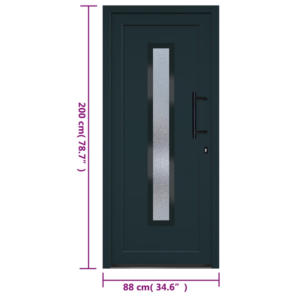Voordeur 88x200 cm PVC antracietkleurig