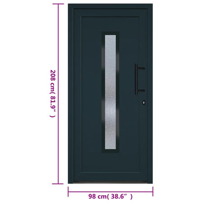 Voordeur 98x208 cm PVC antracietkleurig
