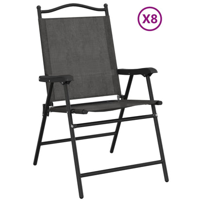 Tuinstoelen 8 st inklapbaar staal en textileen gemêleerd grijs