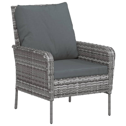 Tuinstoel met voetenbank poly rattan grijs