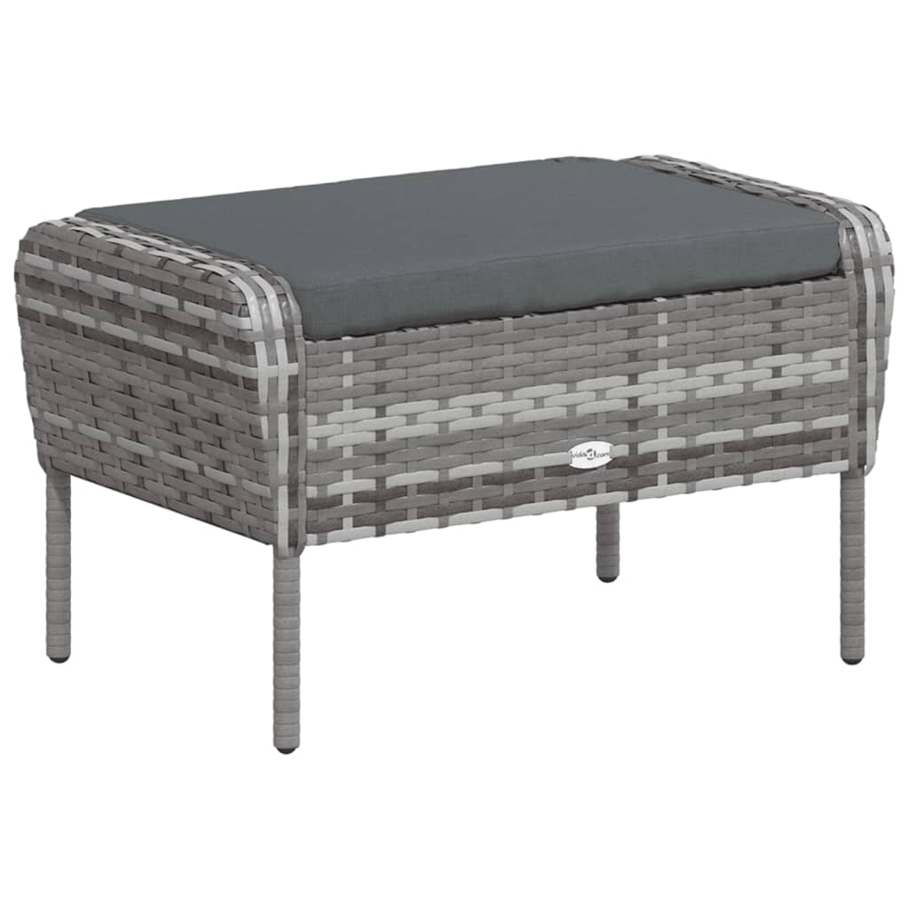 Tuinstoel met voetenbank poly rattan grijs