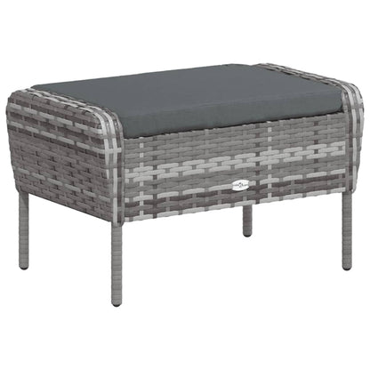 Tuinstoel met voetenbank poly rattan grijs