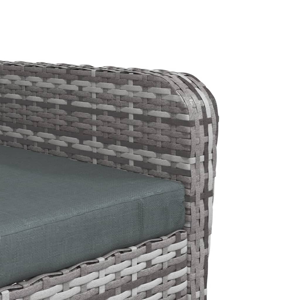 Tuinstoel met voetenbank poly rattan grijs
