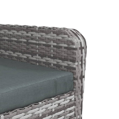 Tuinstoel met voetenbank poly rattan grijs