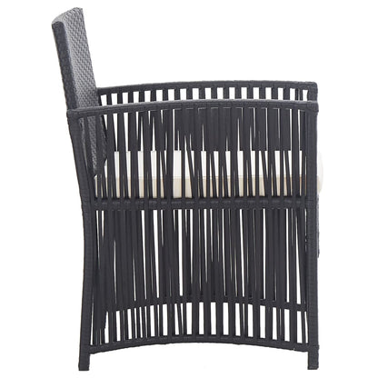 Tuinstoelen met kussens 2 st poly rattan zwart