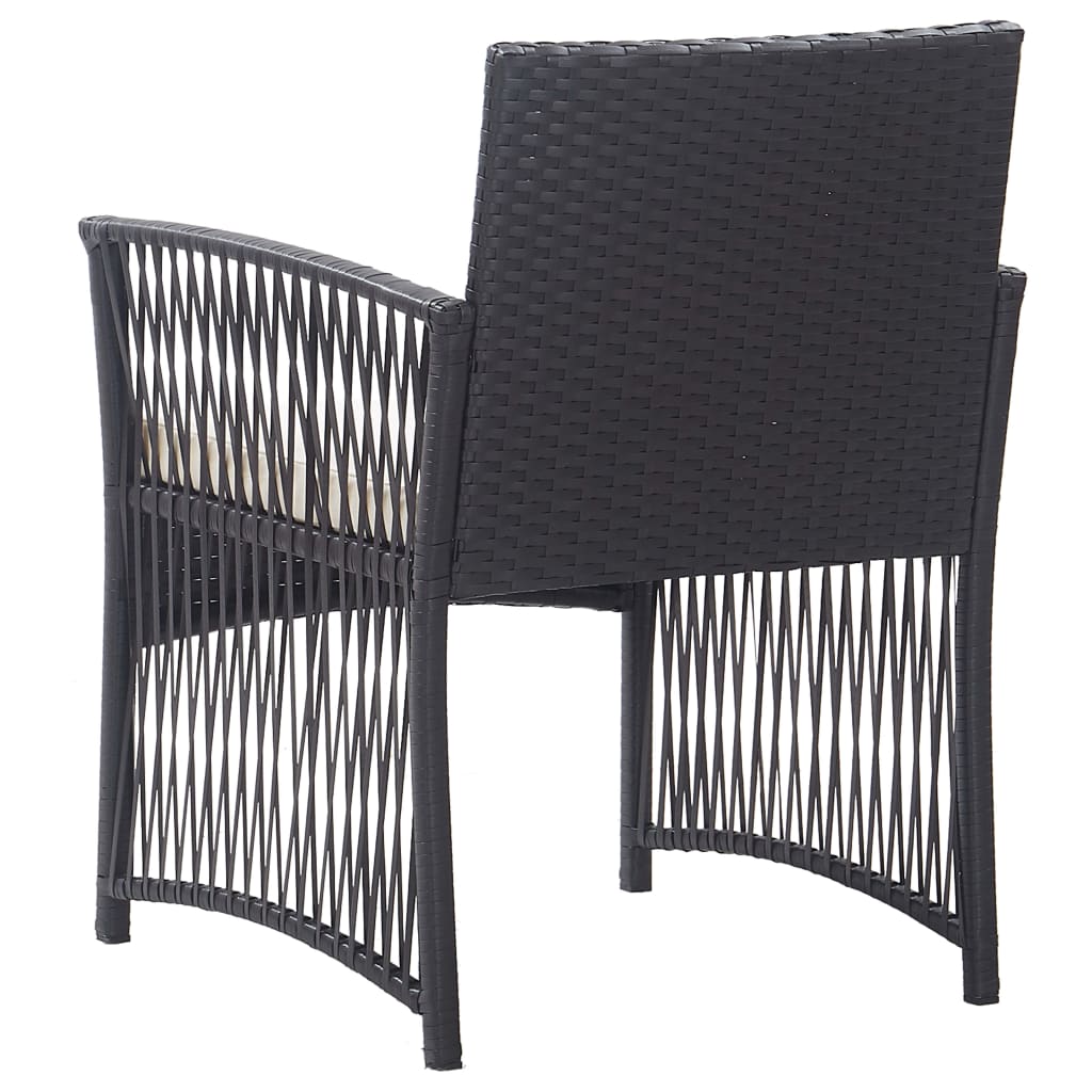 Tuinstoelen met kussens 2 st poly rattan zwart