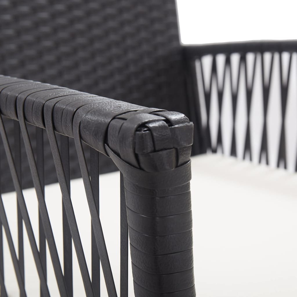 Tuinstoelen met kussens 2 st poly rattan zwart