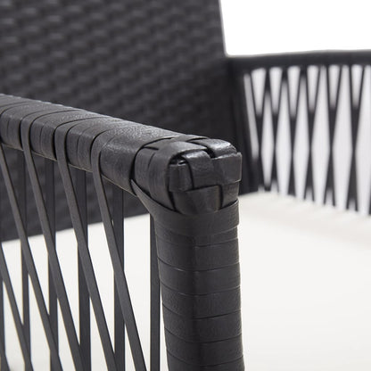 Tuinstoelen met kussens 2 st poly rattan zwart