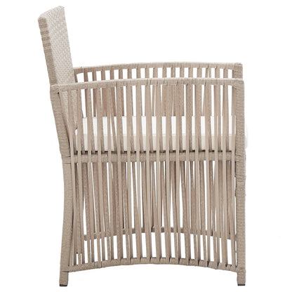 Tuinstoelen met kussens 2 st poly rattan beige