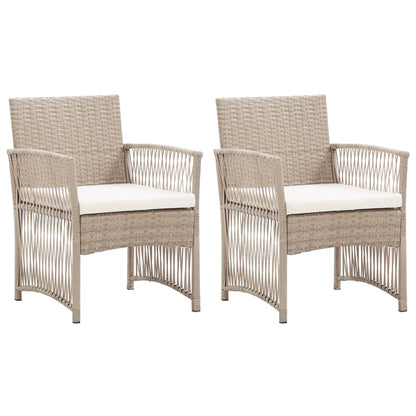 Tuinstoelen met kussens 2 st poly rattan beige