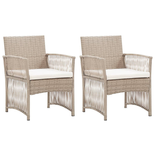 Tuinstoelen met kussens 2 st poly rattan beige
