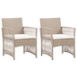 Tuinstoelen met kussens 2 st poly rattan beige