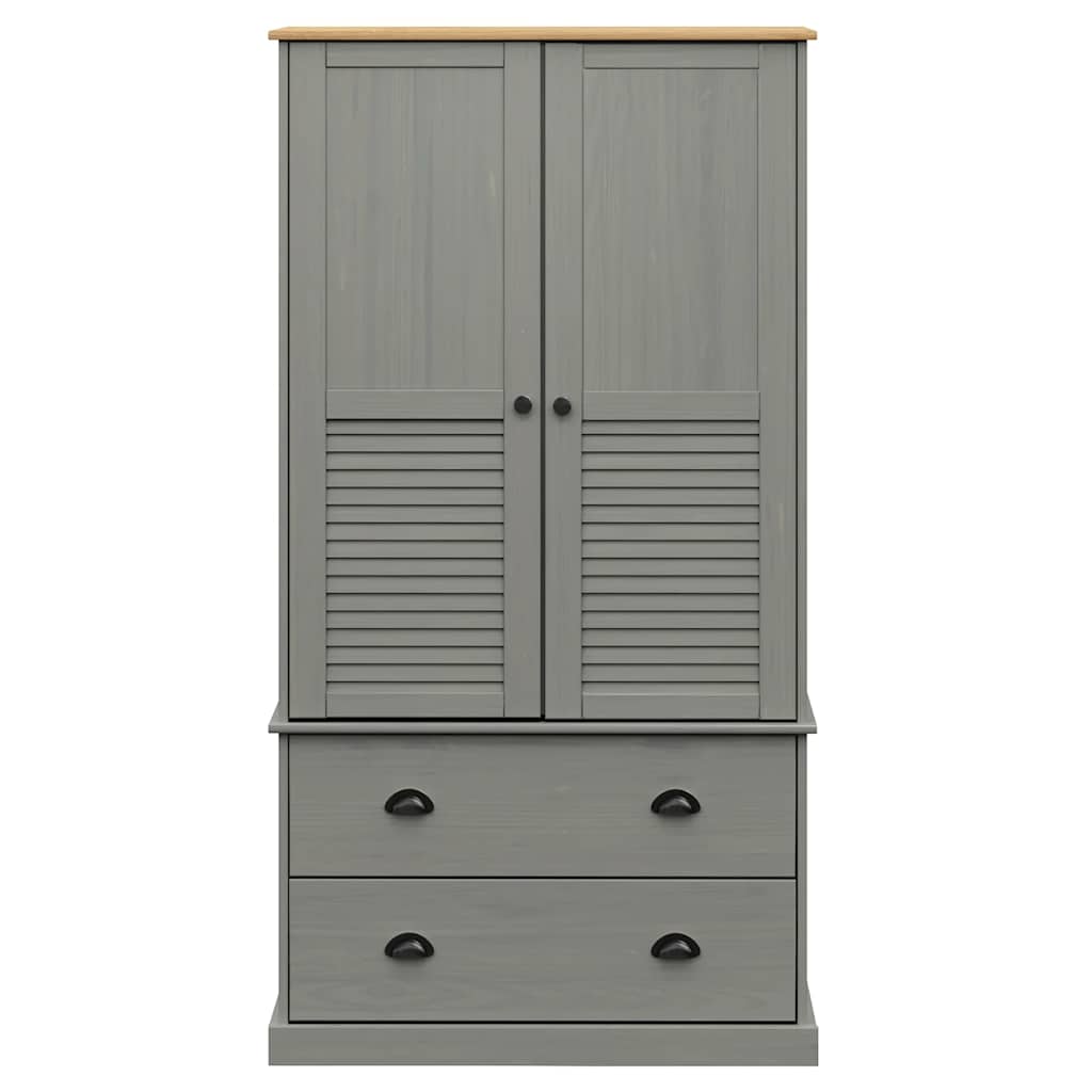Kledingkast VIGO 90x55x170 cm massief grenenhout grijs