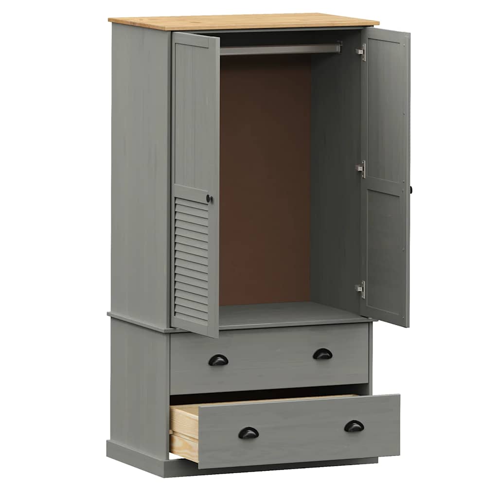 Kledingkast VIGO 90x55x170 cm massief grenenhout grijs