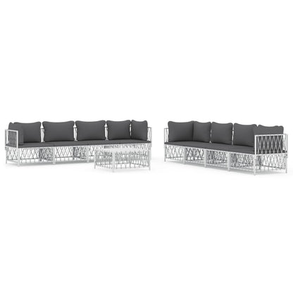 9-delige Loungeset met kussens staal wit
