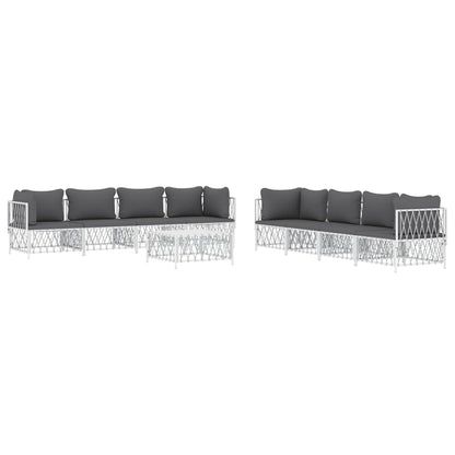 9-delige Loungeset met kussens staal wit