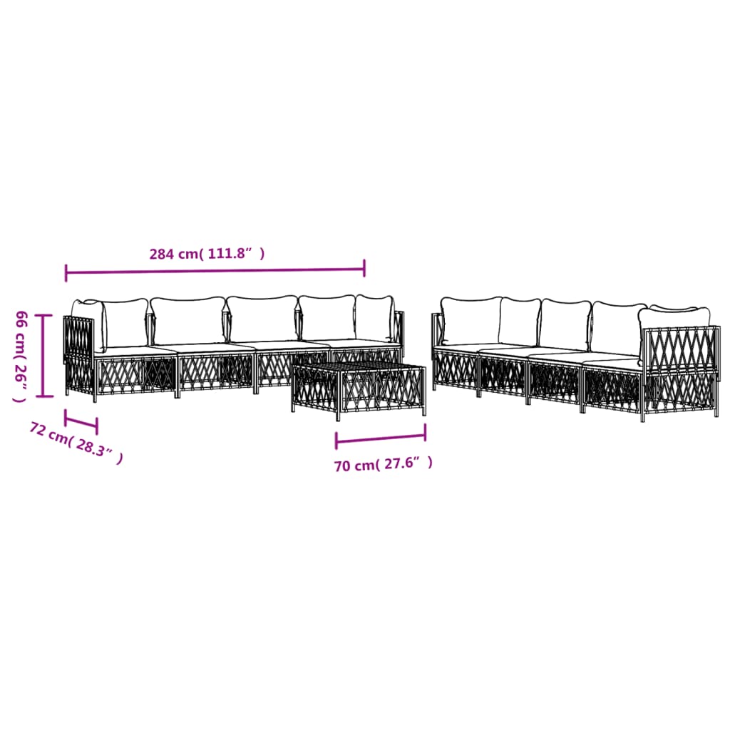 9-delige Loungeset met kussens staal wit