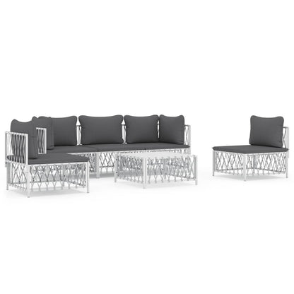 6-delige Loungeset met kussens staal wit