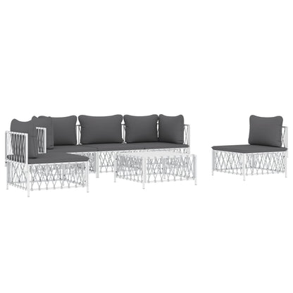 6-delige Loungeset met kussens staal wit