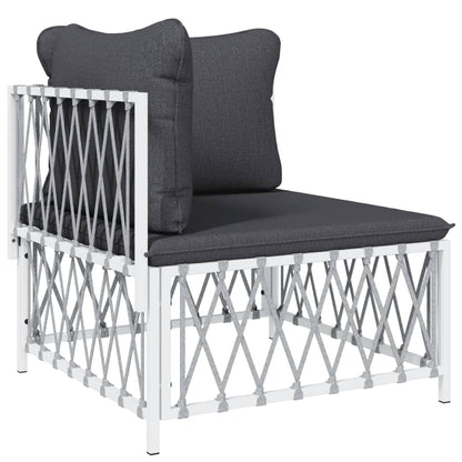 6-delige Loungeset met kussens staal wit