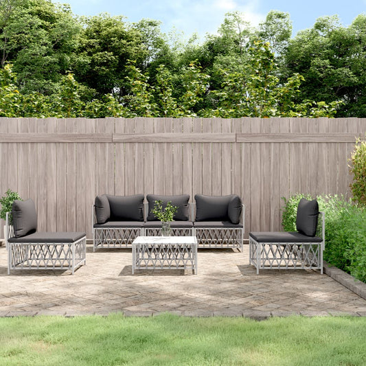 6-delige Loungeset met kussens staal wit