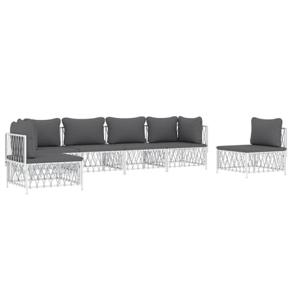 6-delige Loungeset met kussens staal wit