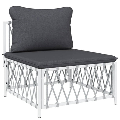 6-delige Loungeset met kussens staal wit