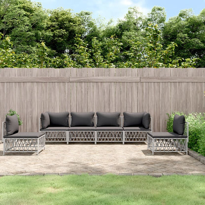 6-delige Loungeset met kussens staal wit
