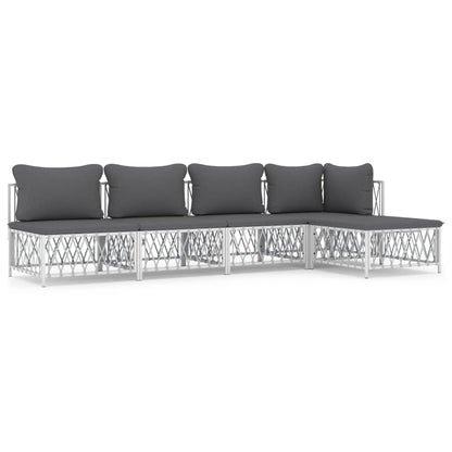 5-delige Loungeset met kussens staal wit