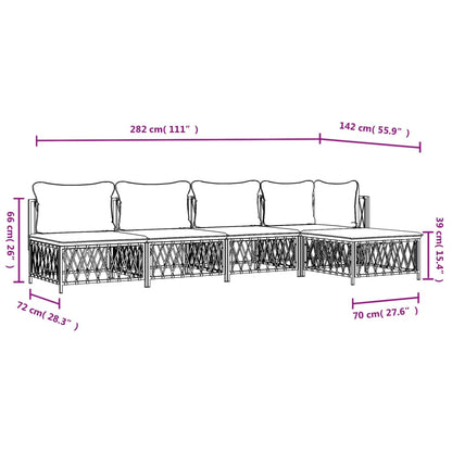 5-delige Loungeset met kussens staal wit