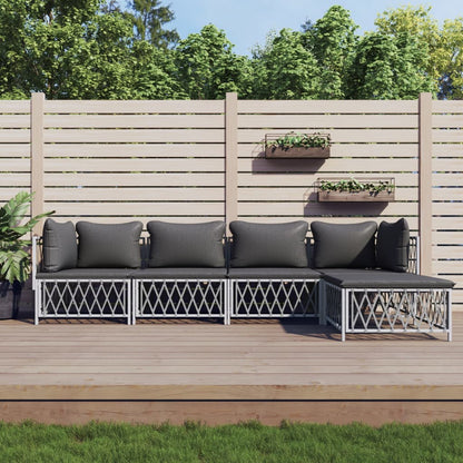 5-delige Loungeset met kussens staal wit
