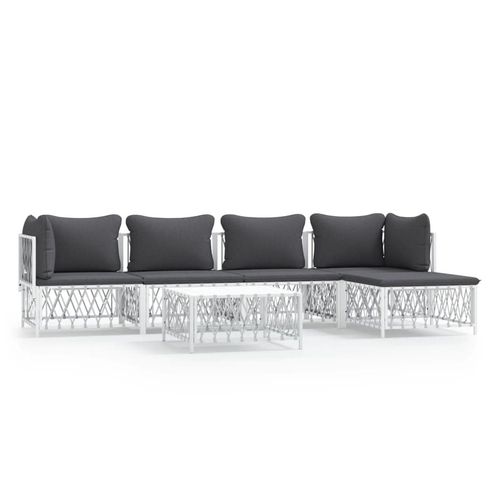 6-delige Loungeset met kussens staal wit